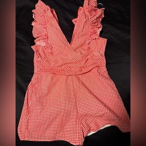 Red Gingham Kids One Piece